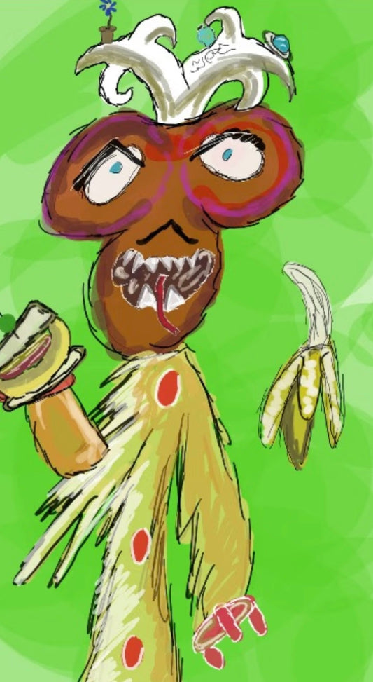 Monster Holding a Banana Sandwich