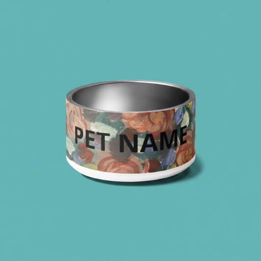 Floral Pet Bowl - Teal BG